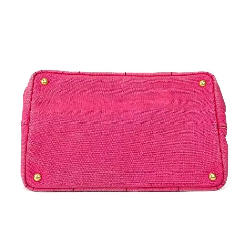 PRADA Canapa logo M Bag Hand Bag Tote Bag Canvas pink - Picture 5 of 16